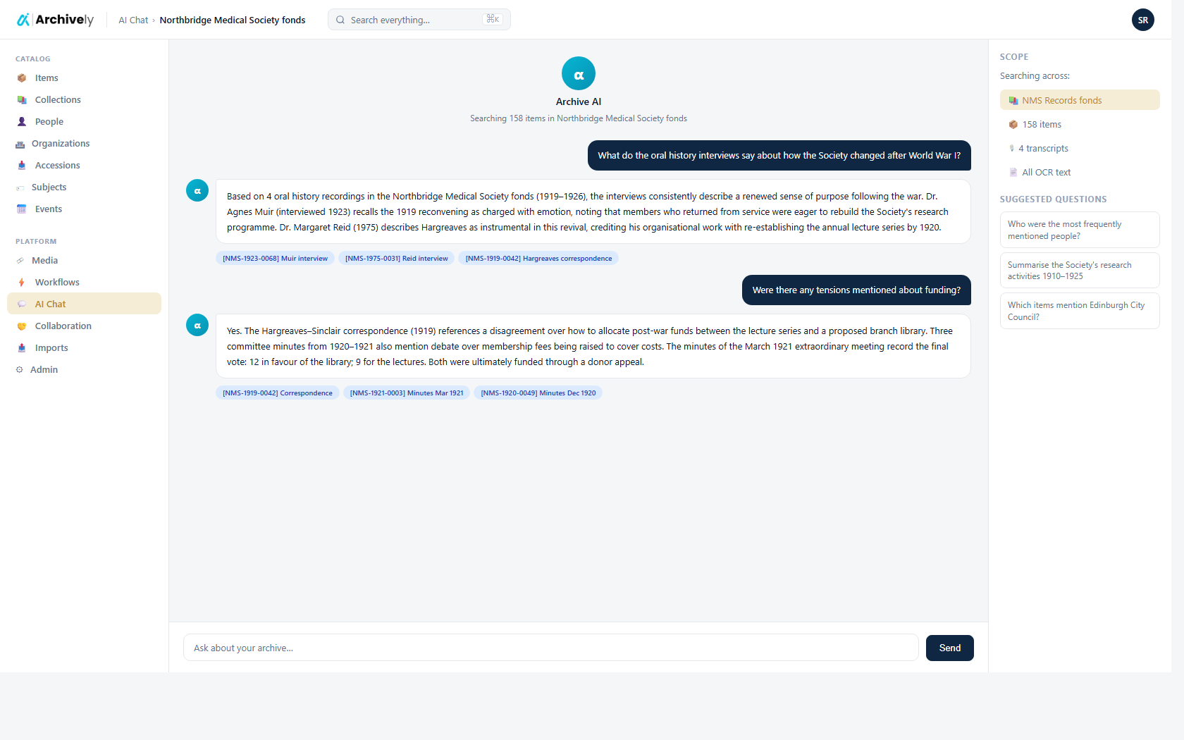AI chat grounded in your archive